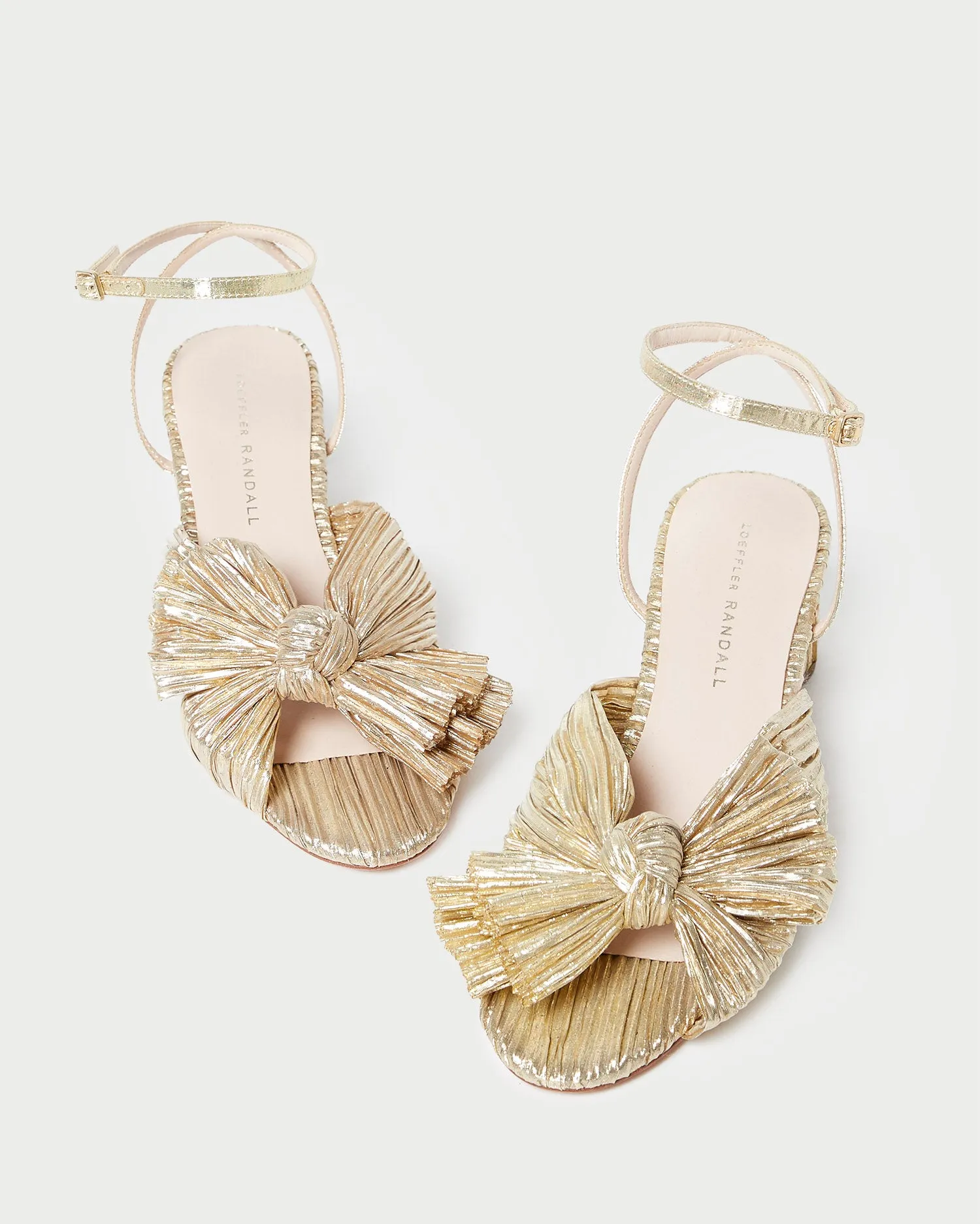Dahlia Gold Pleated Bow Heel -LOEFFLER RANDALL
