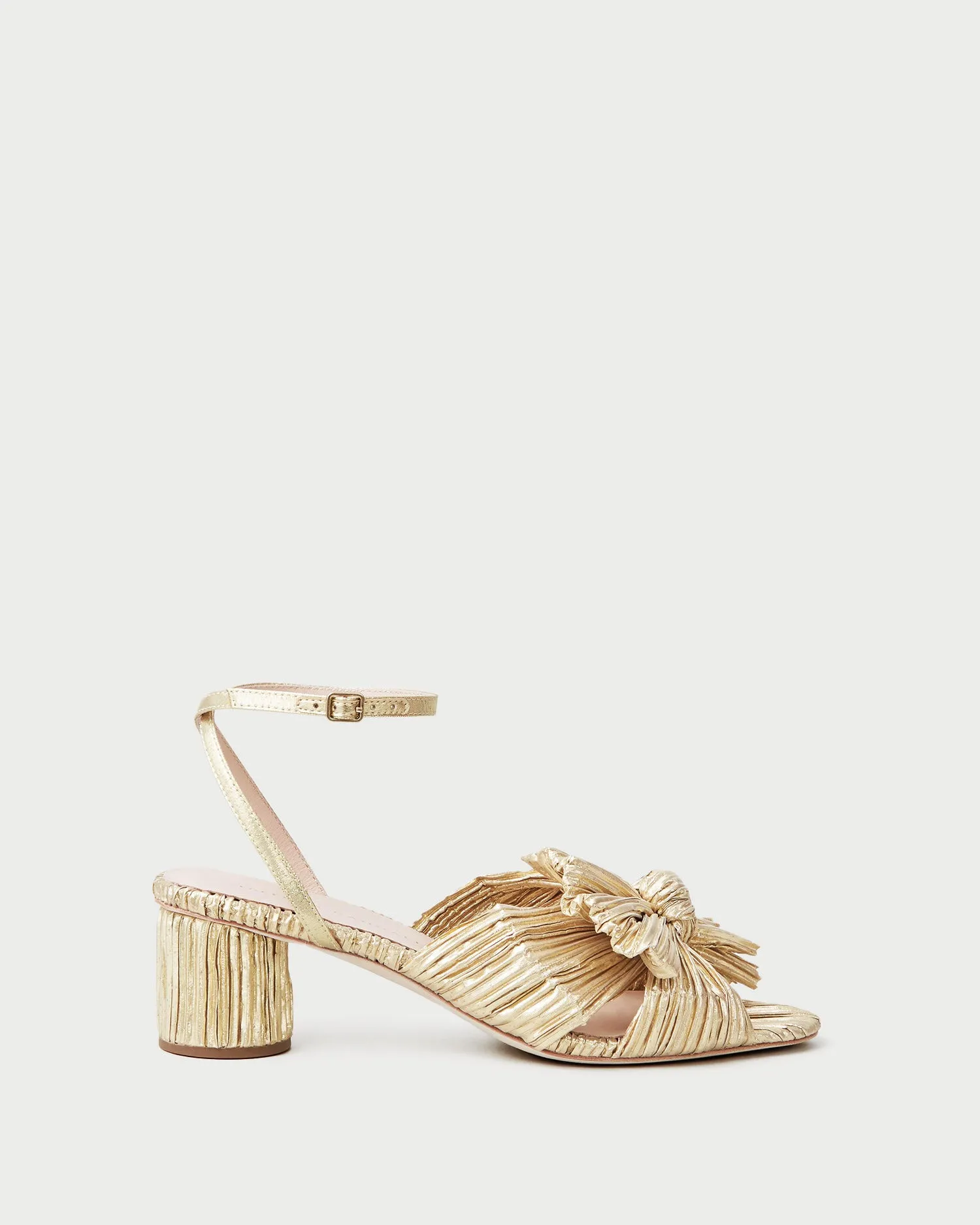 Dahlia Gold Pleated Bow Heel -LOEFFLER RANDALL