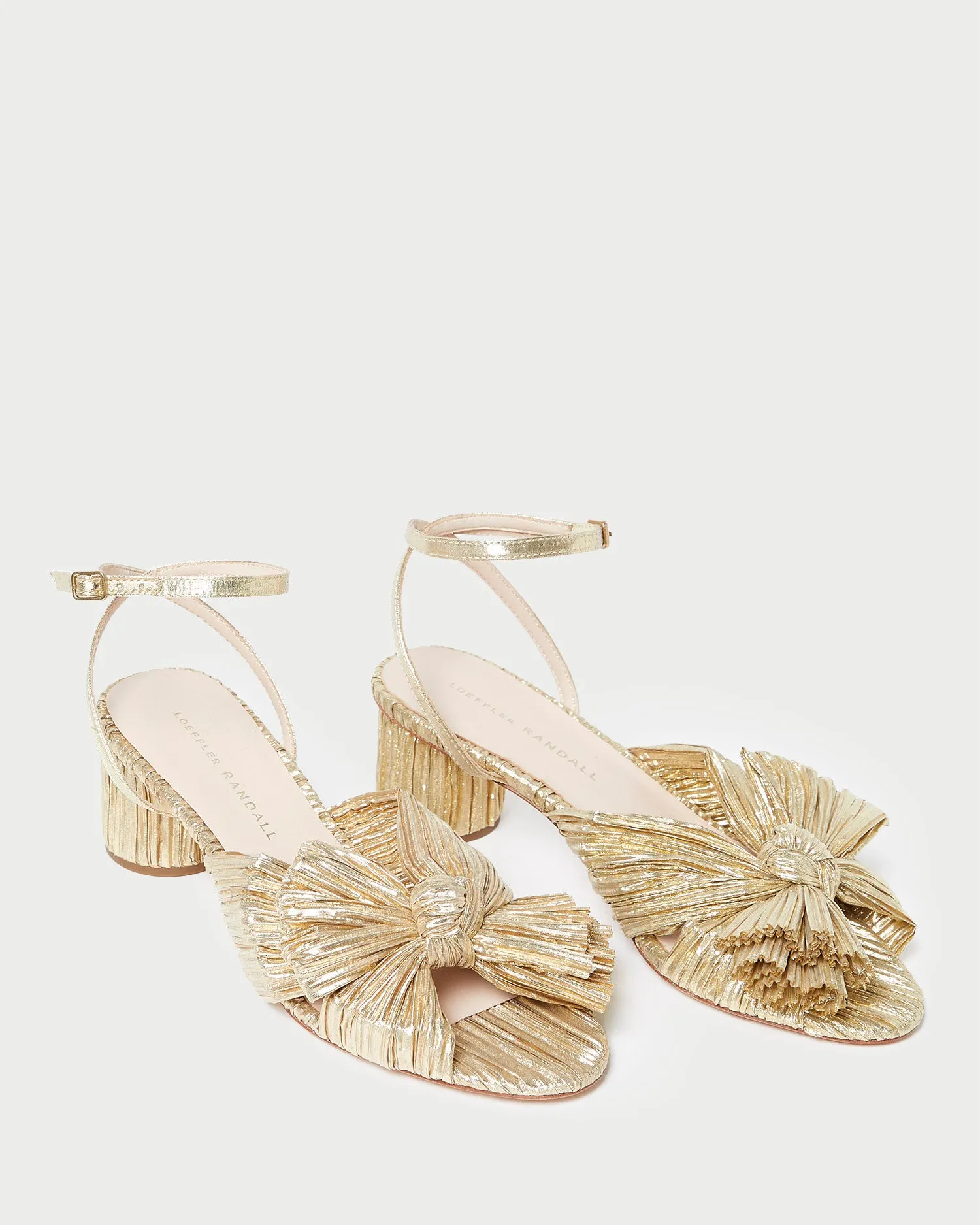 Dahlia Gold Pleated Bow Heel -LOEFFLER RANDALL