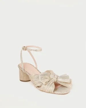 Dahlia Platinum Pleated Bow Heel -LOEFFLER RANDALL