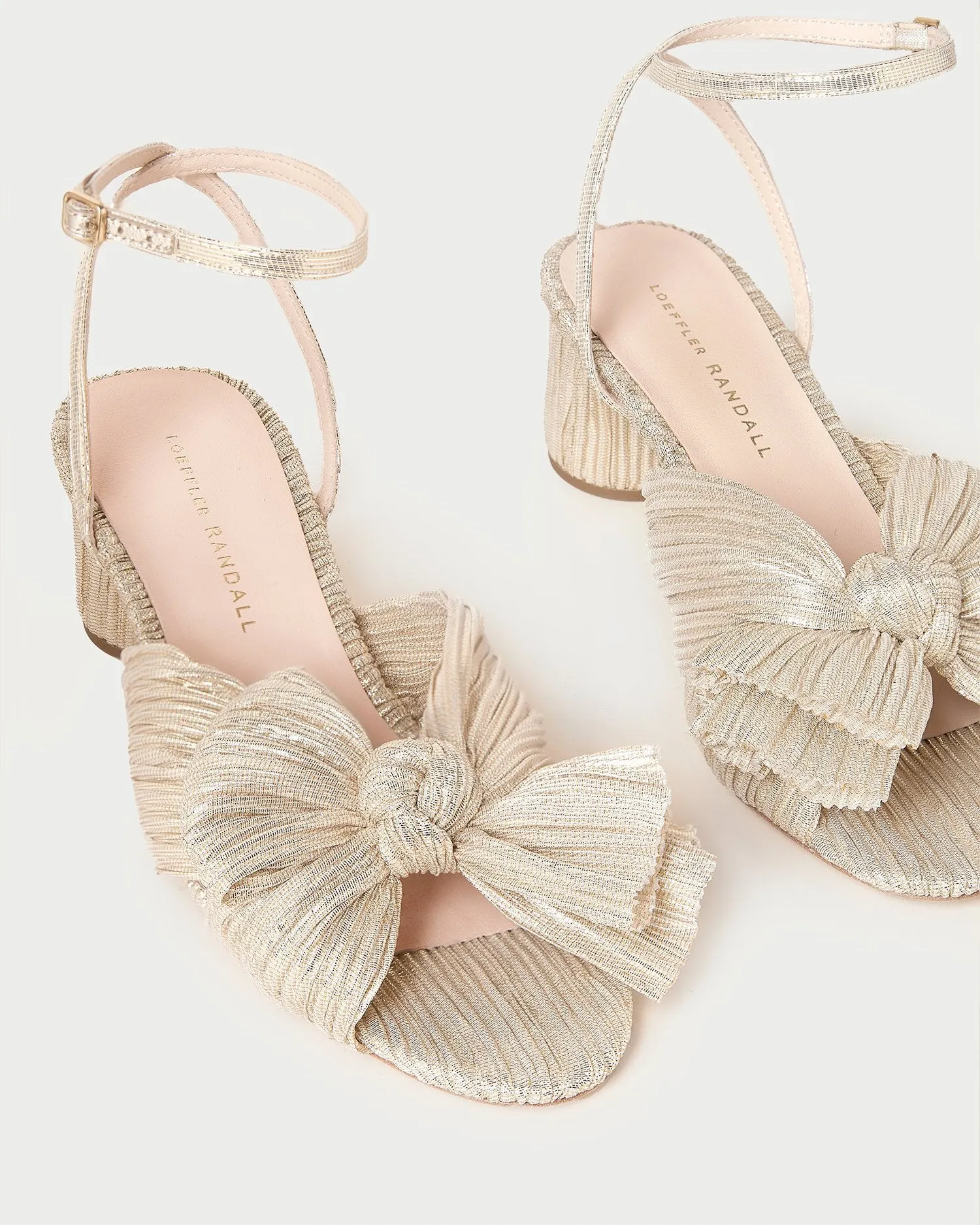 Dahlia Platinum Pleated Bow Heel -LOEFFLER RANDALL