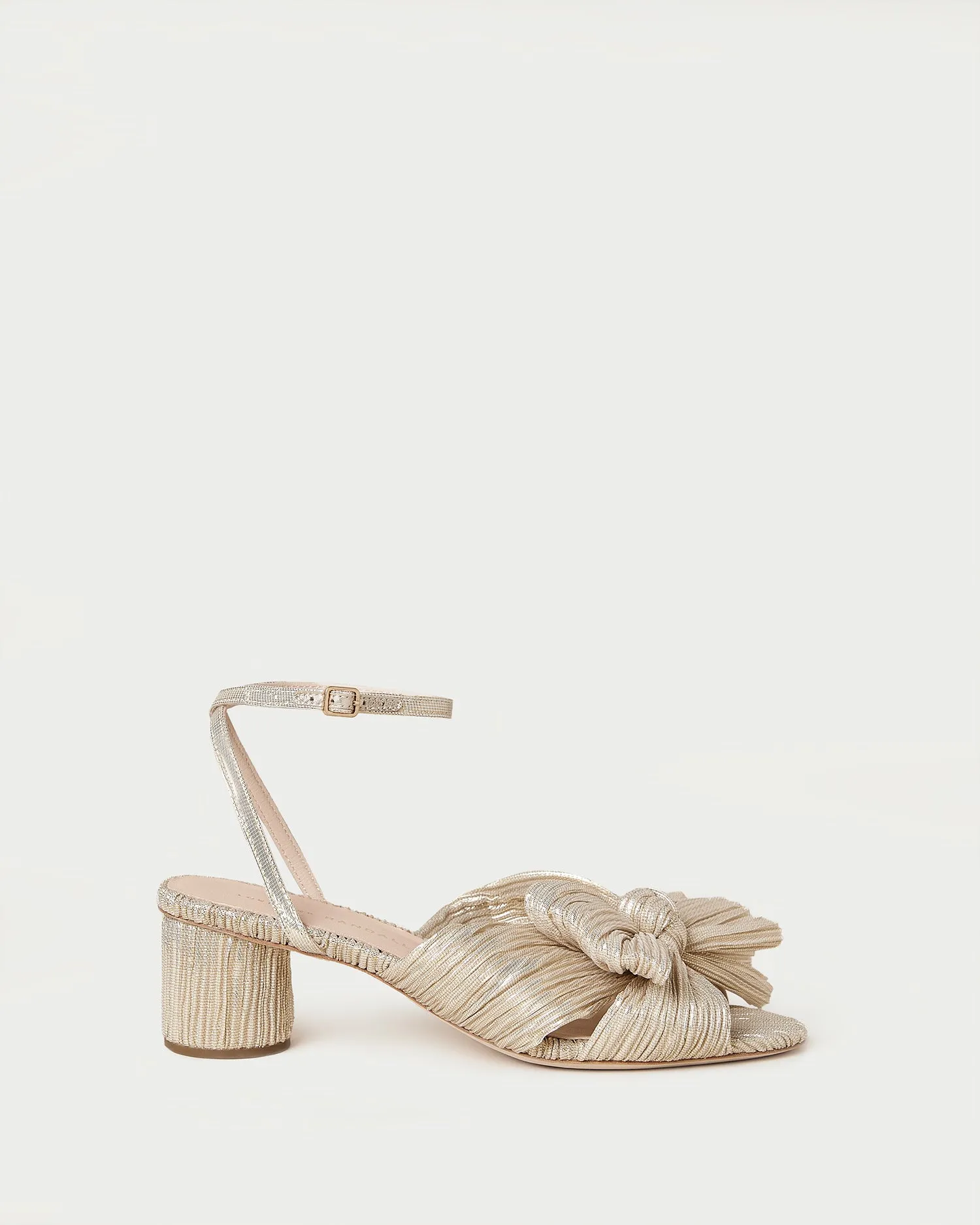 Dahlia Platinum Pleated Bow Heel -LOEFFLER RANDALL
