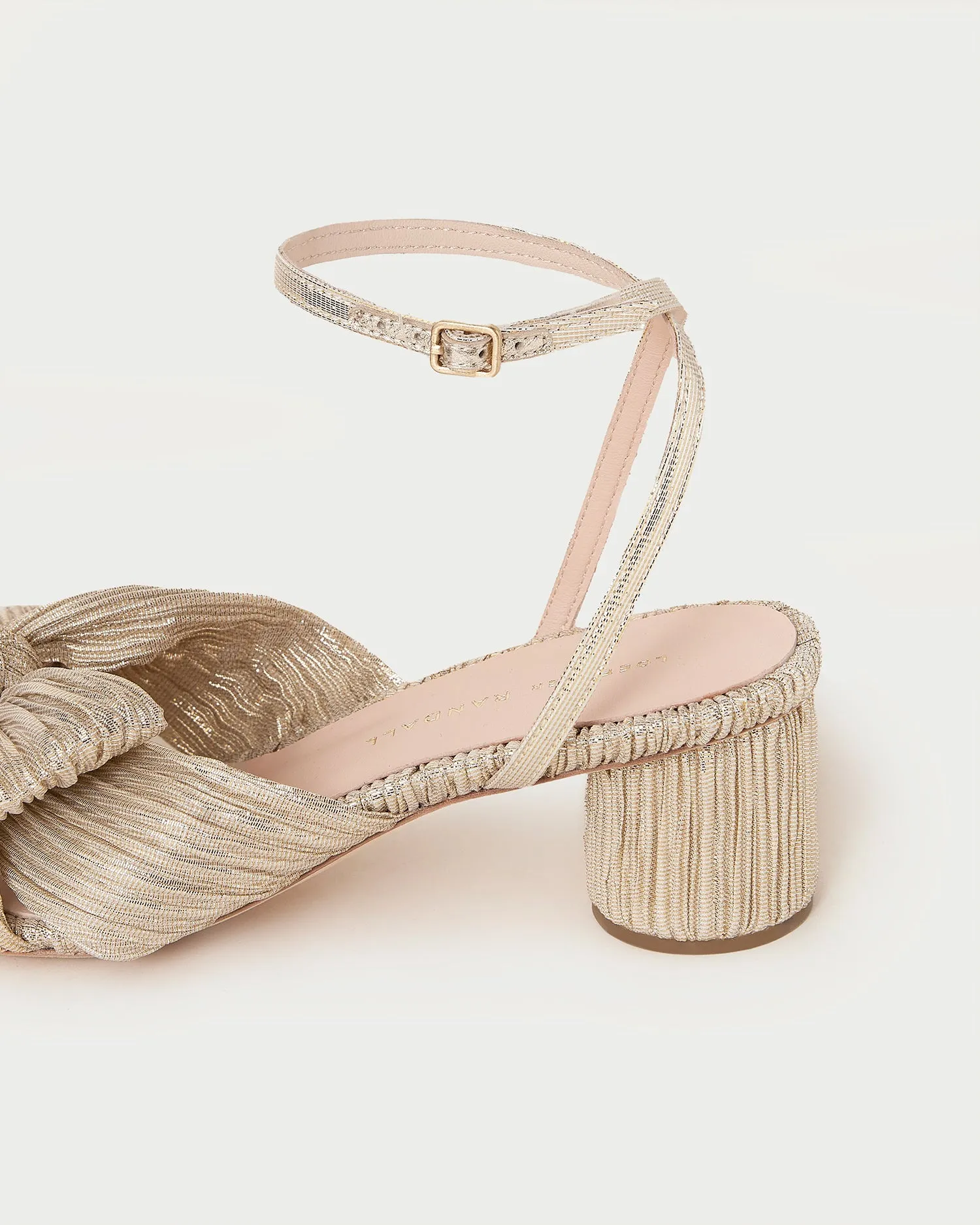 Dahlia Platinum Pleated Bow Heel -LOEFFLER RANDALL