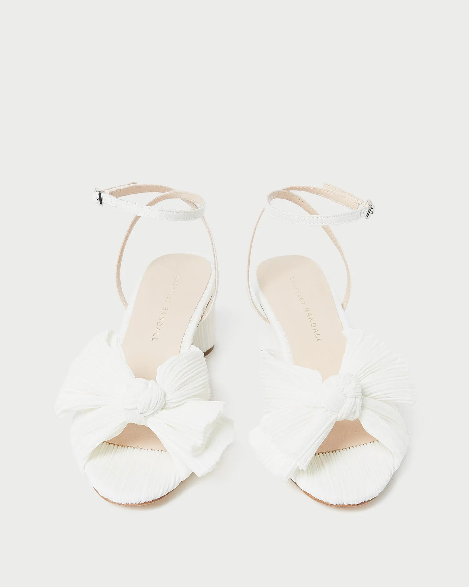 Dahlia White Pleated Bow Heel -LOEFFLER RANDALL