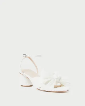 Dahlia White Pleated Bow Heel -LOEFFLER RANDALL