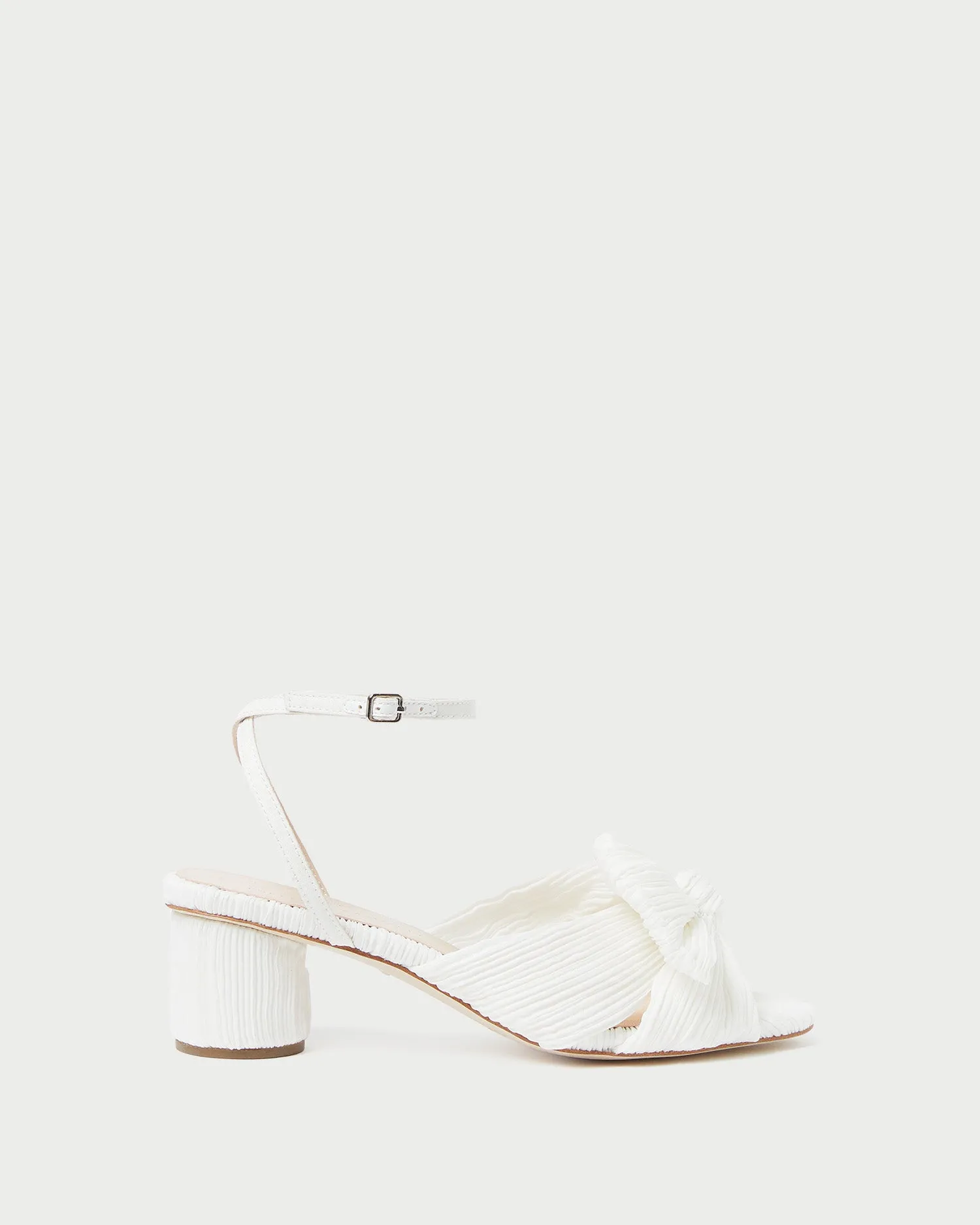 Dahlia White Pleated Bow Heel -LOEFFLER RANDALL