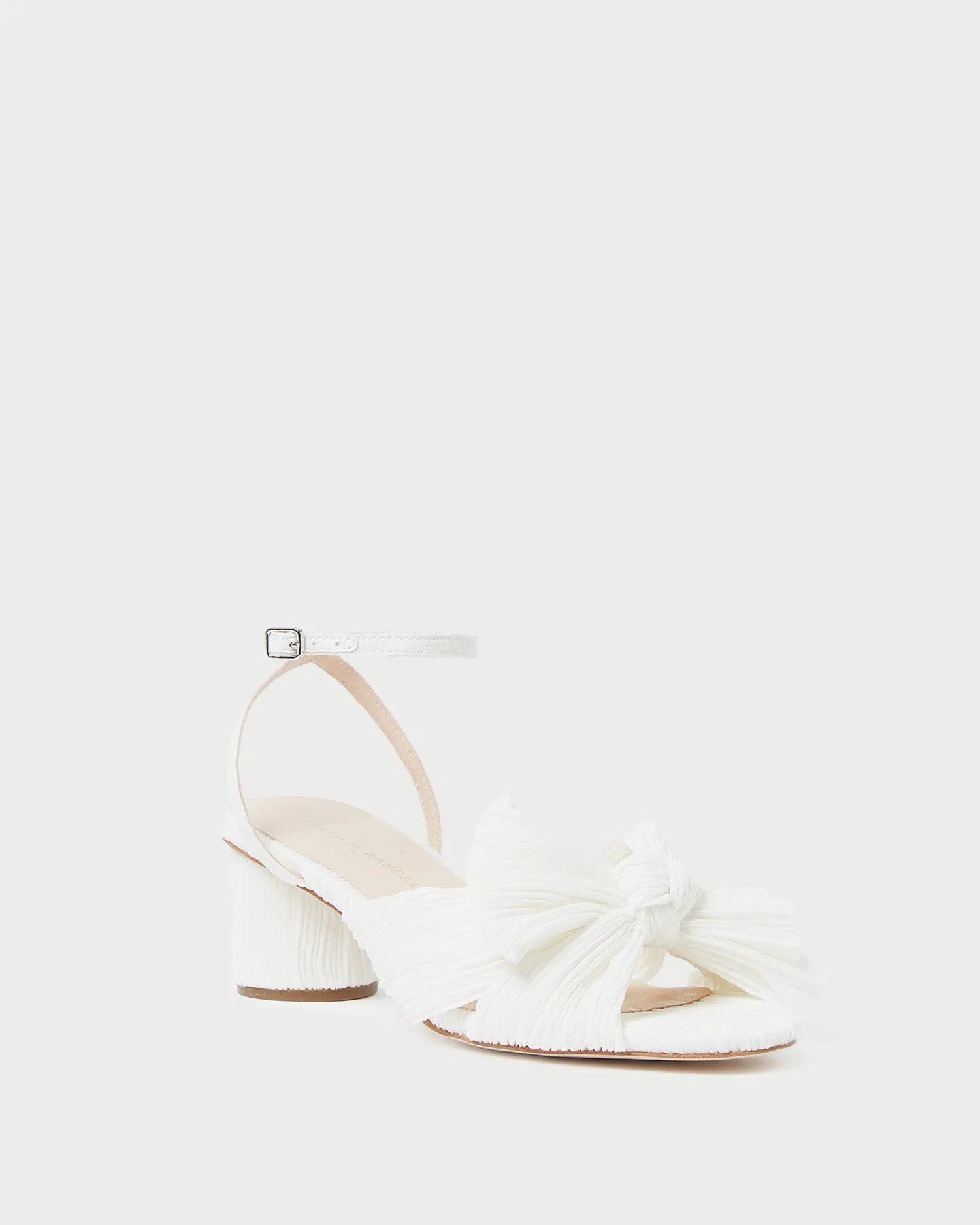 Dahlia White Pleated Bow Heel -LOEFFLER RANDALL