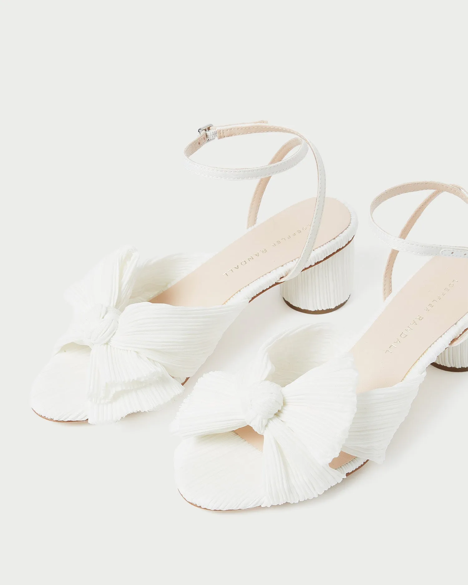 Dahlia White Pleated Bow Heel -LOEFFLER RANDALL