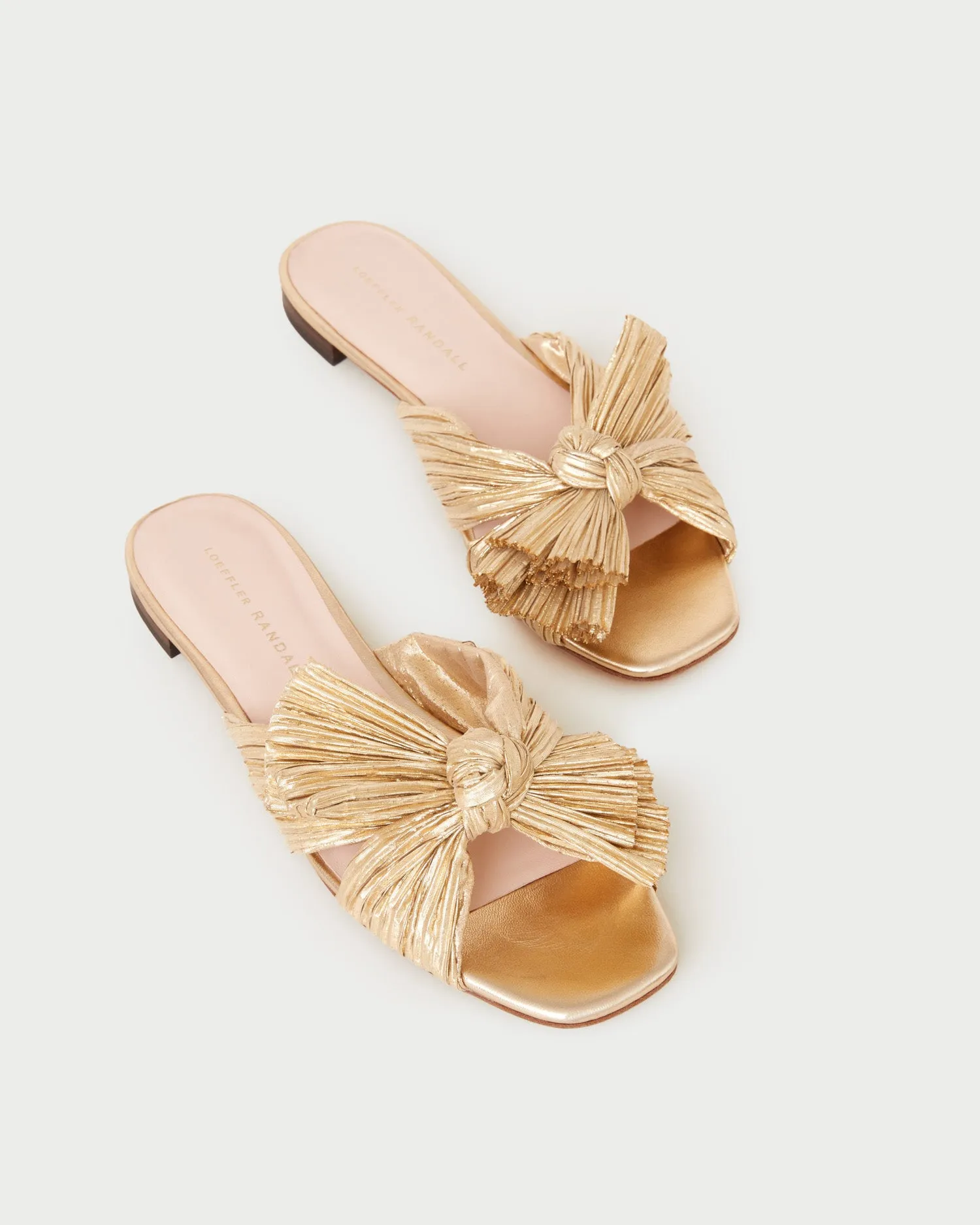 Daphne Gold Pleated Bow Slide -LOEFFLER RANDALL