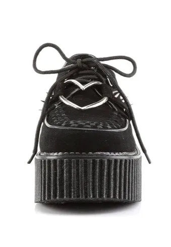 DemoniaCult - 3" PF Creeper w/ Heart O-Ring & Spikes Detail - Girl Shoes