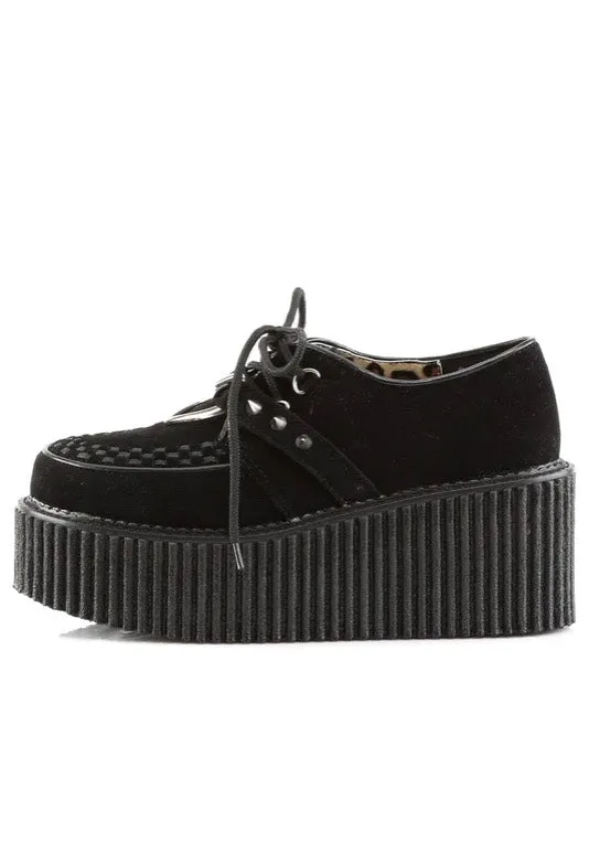 DemoniaCult - 3" PF Creeper w/ Heart O-Ring & Spikes Detail - Girl Shoes
