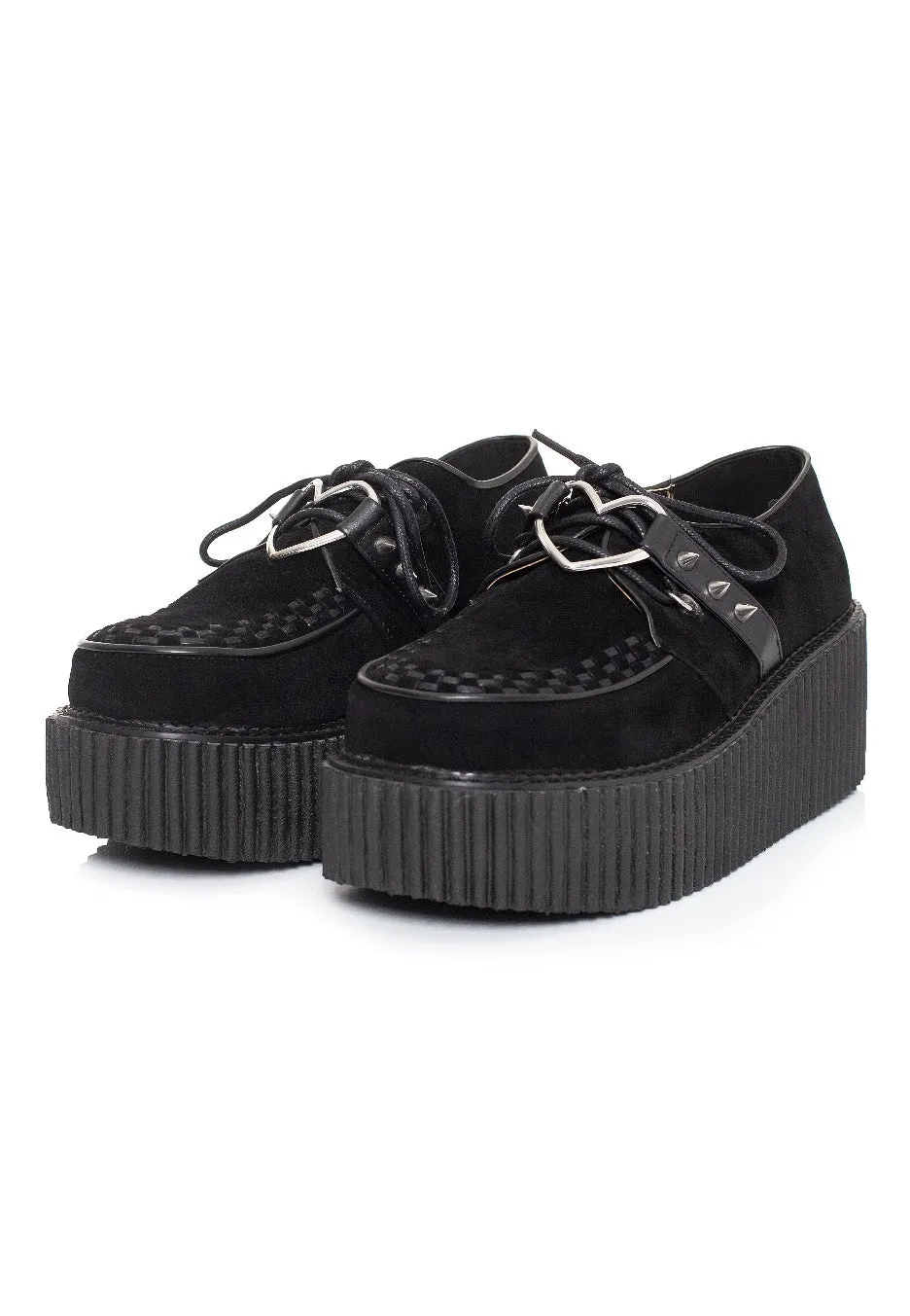 DemoniaCult - 3" PF Creeper w/ Heart O-Ring & Spikes Detail - Girl Shoes