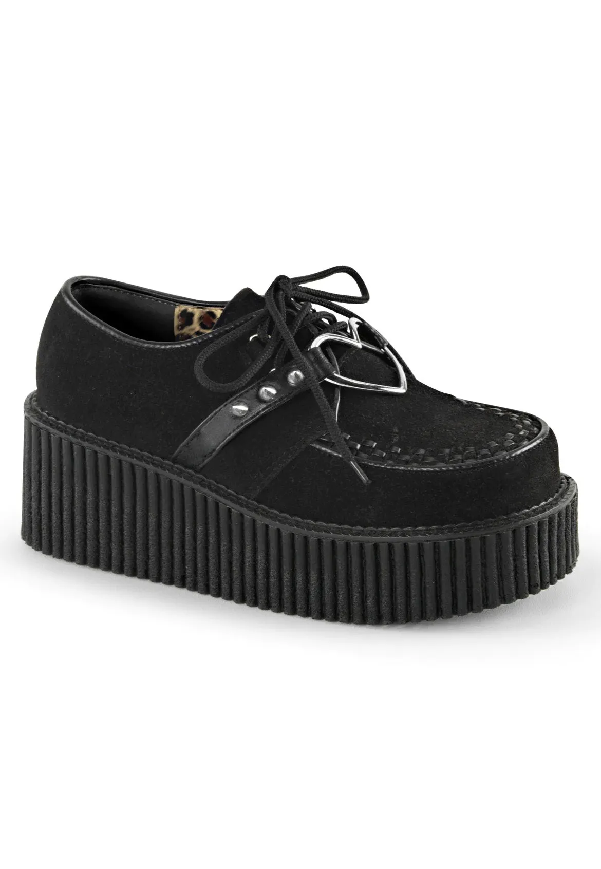 DemoniaCult - 3" PF Creeper w/ Heart O-Ring & Spikes Detail - Girl Shoes
