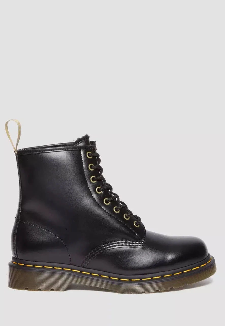 Dr. Martens - Vegan 1460 Black Norfolk Flat & Black Borg Fleece - Shoes