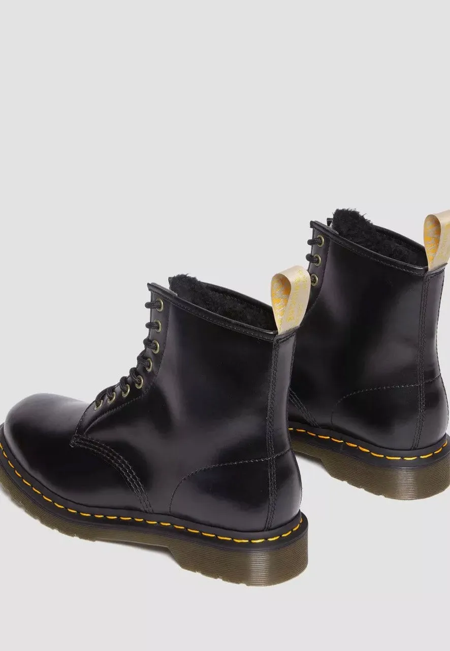 Dr. Martens - Vegan 1460 Black Norfolk Flat & Black Borg Fleece - Shoes