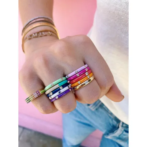 EF Collection 3 Diamond Enamel Stack Ring