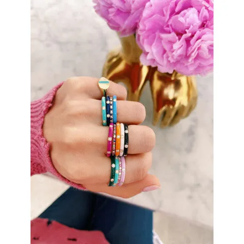 EF Collection 3 Diamond Enamel Stack Ring