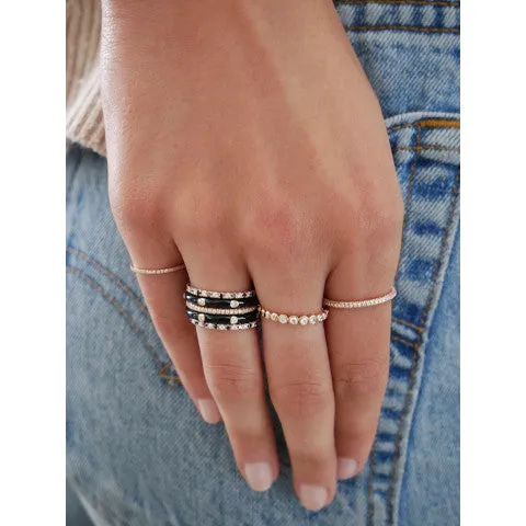 EF Collection 3 Diamond Enamel Stack Ring