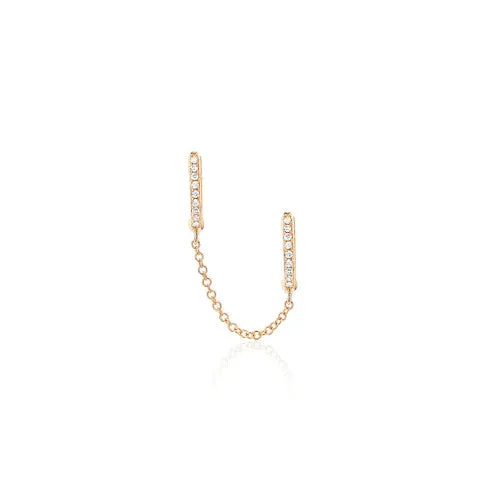EF Collection Diamond Double Huggie Chain Earring