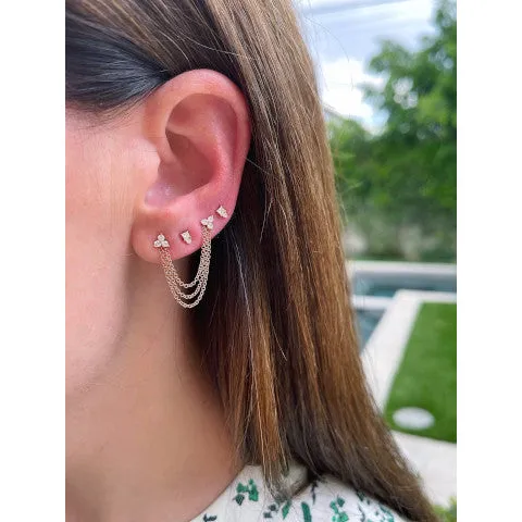 EF Collection Triple Chain Stud Earring Charm