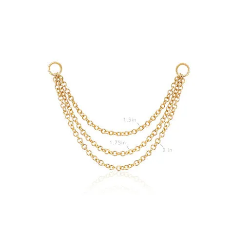 EF Collection Triple Chain Stud Earring Charm
