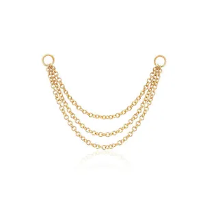 EF Collection Triple Chain Stud Earring Charm