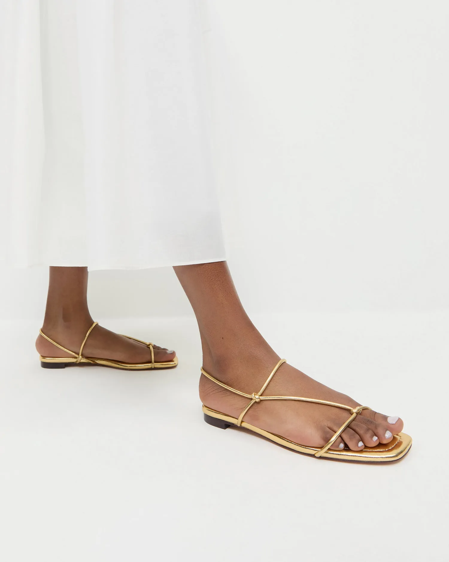 Eleanor Gold Strappy Sandal -LOEFFLER RANDALL