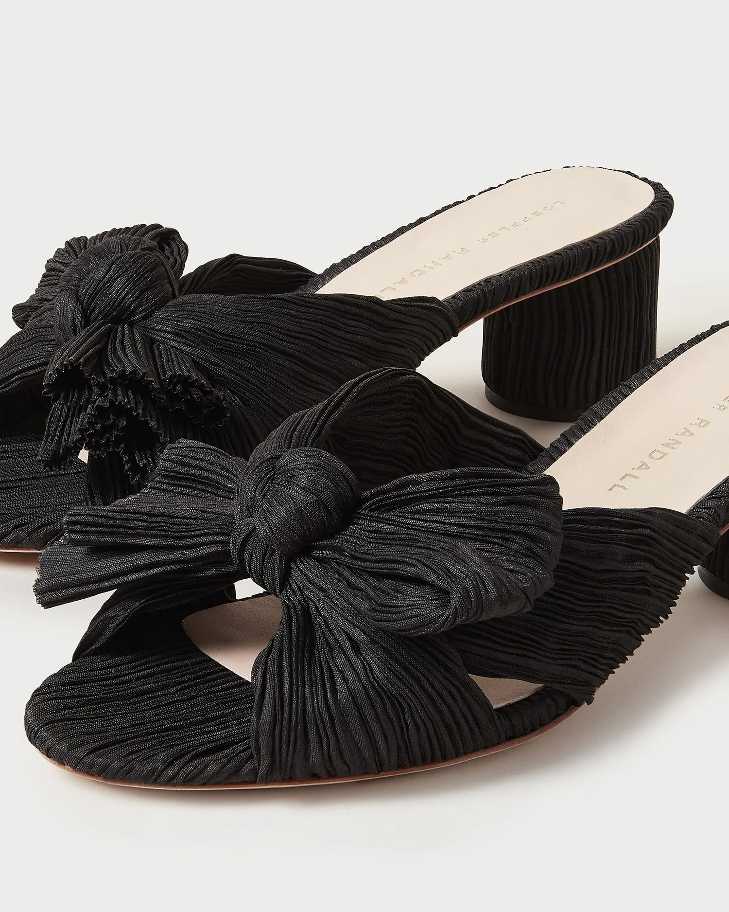 Emilia Black Pleated Bow Heel -LOEFFLER RANDALL