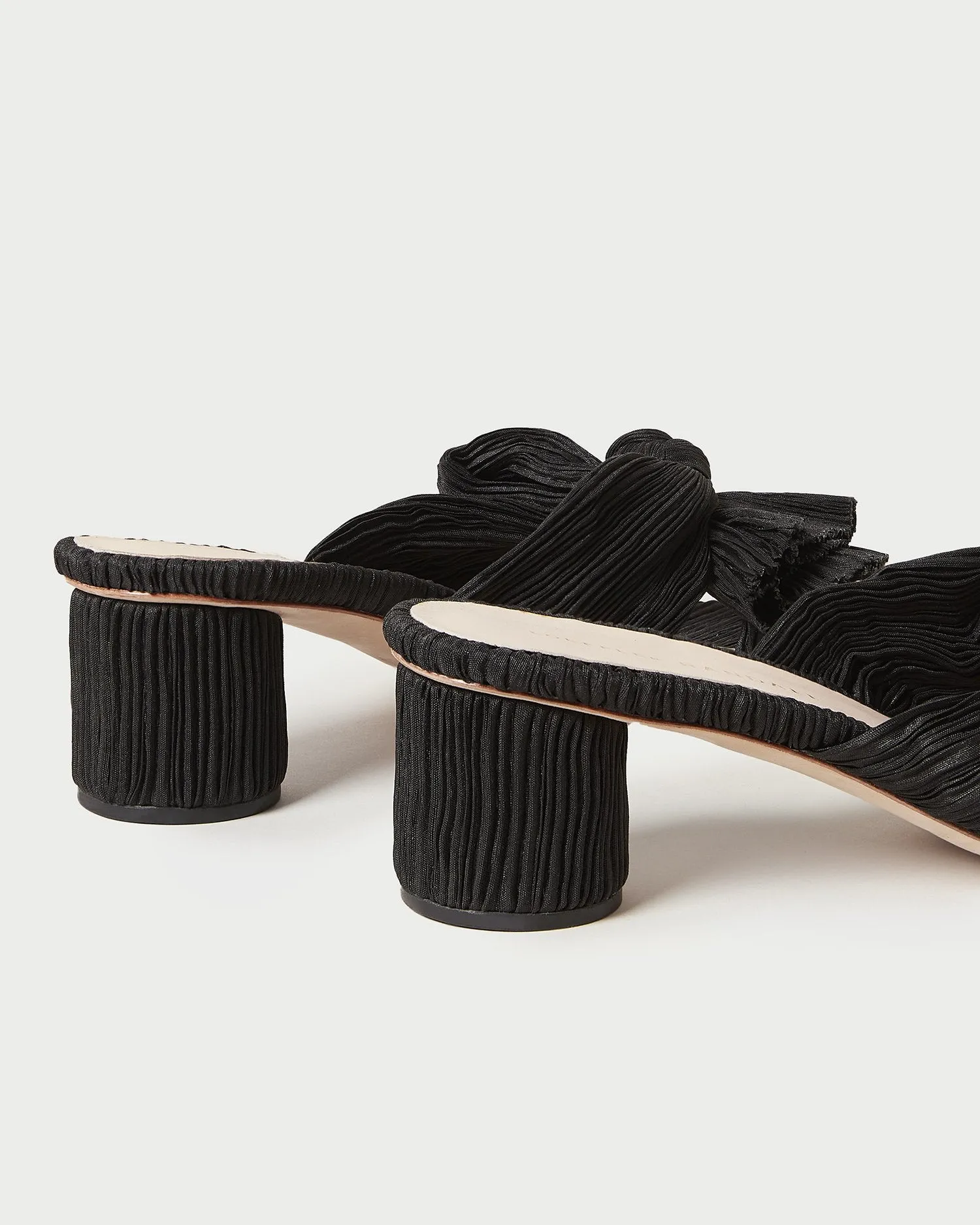 Emilia Black Pleated Bow Heel -LOEFFLER RANDALL