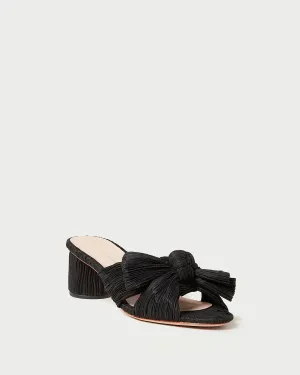 Emilia Black Pleated Bow Heel -LOEFFLER RANDALL