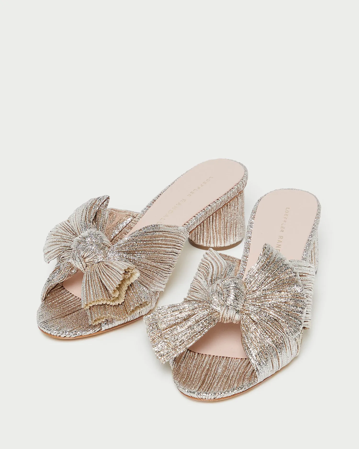 Emilia Champagne Pleated Bow Heel -LOEFFLER RANDALL