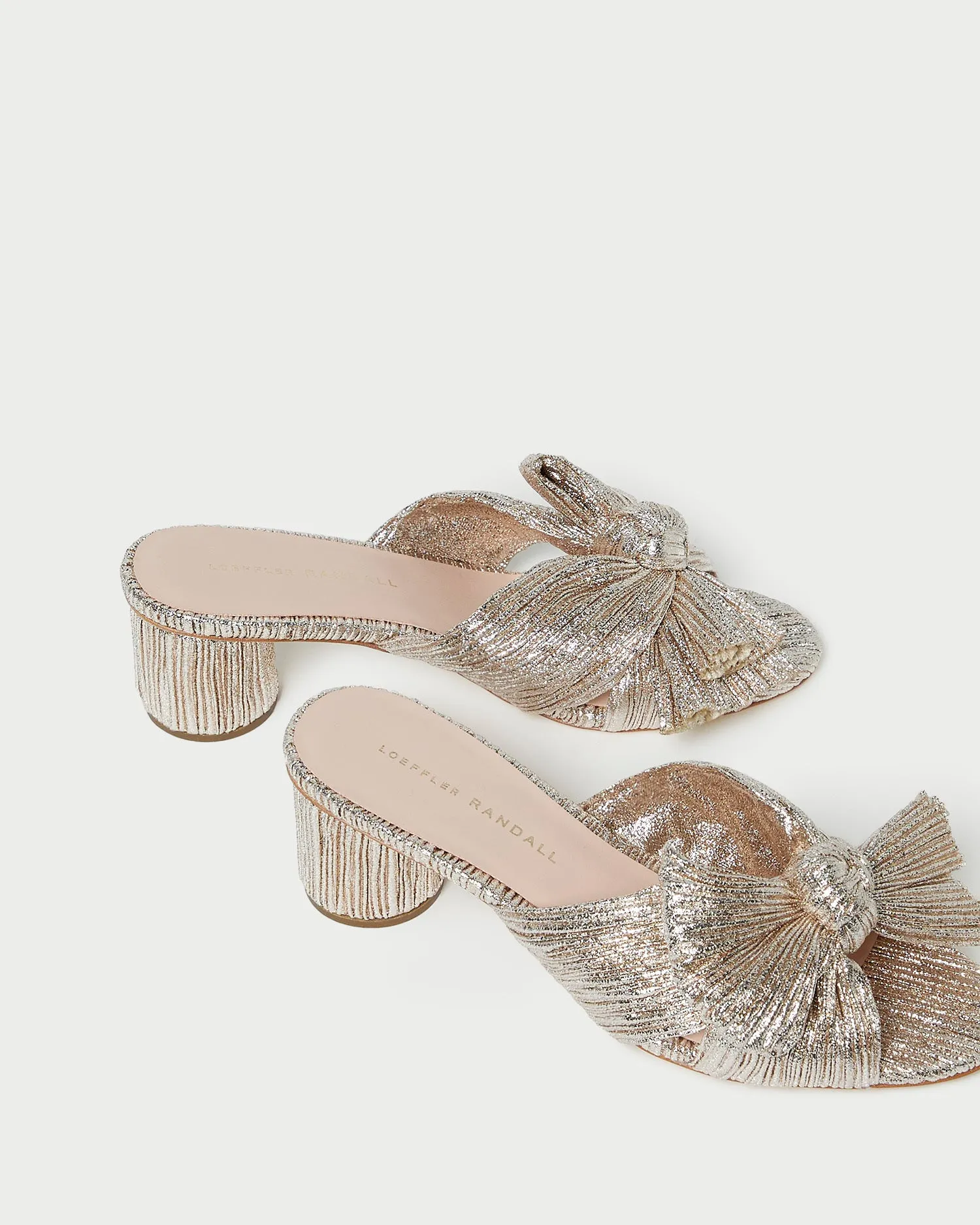 Emilia Champagne Pleated Bow Heel -LOEFFLER RANDALL