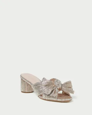 Emilia Champagne Pleated Bow Heel -LOEFFLER RANDALL