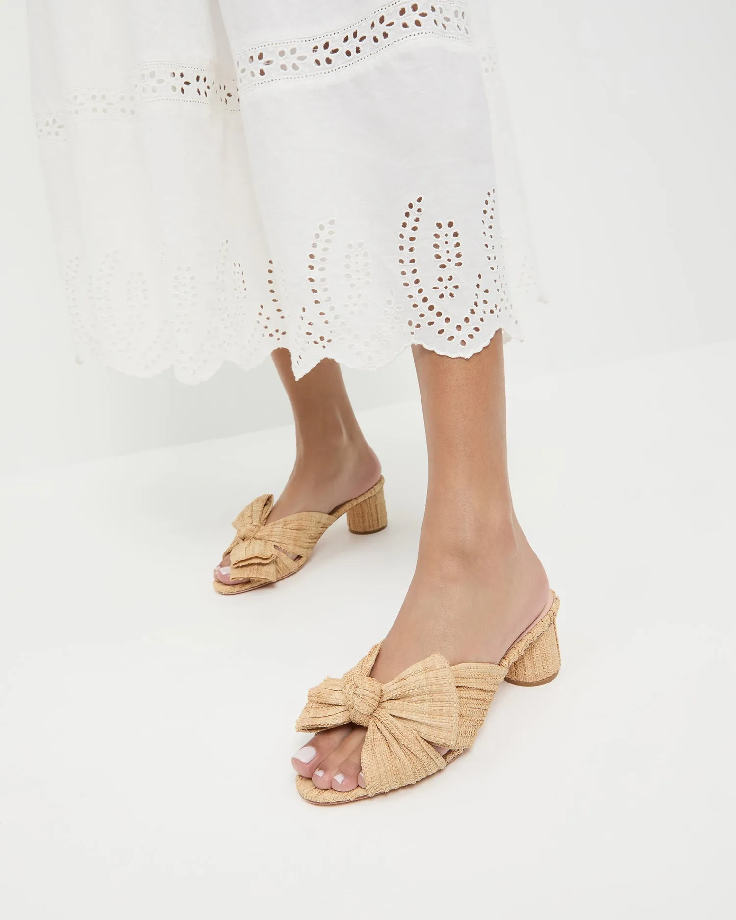 Emilia Natural Pleated Bow Heel -LOEFFLER RANDALL