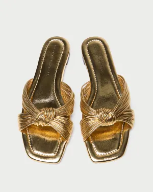Flossie Champagne Leather Flat Sandal -LOEFFLER RANDALL