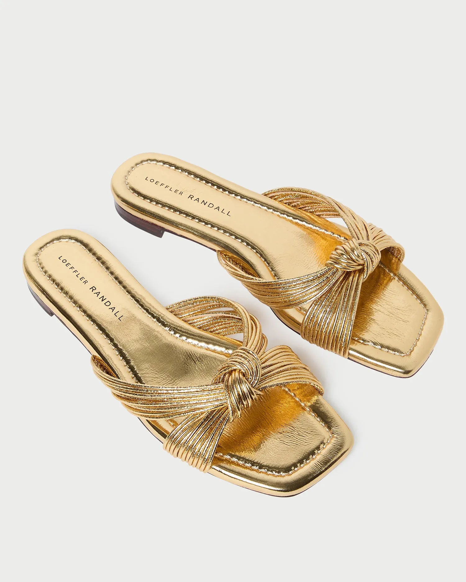 Flossie Champagne Leather Flat Sandal -LOEFFLER RANDALL