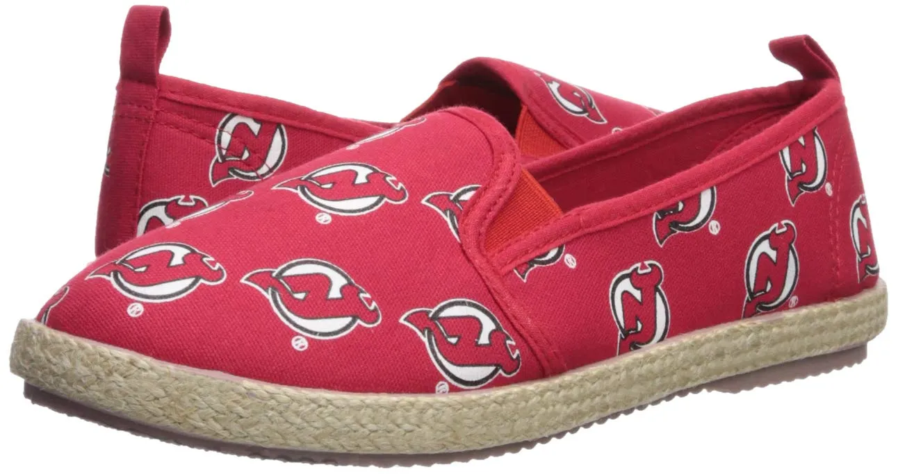 FOCO NHL Women's New Jersey Devils Espadrille Canvas Slip On Shoe