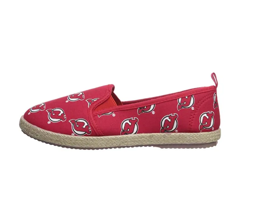 FOCO NHL Women's New Jersey Devils Espadrille Canvas Slip On Shoe