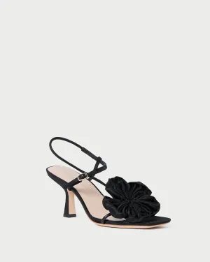 Frank Black Moiré Flower Sandal -LOEFFLER RANDALL