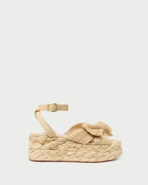 Gaby Natural Pleated Bow Espadrille -LOEFFLER RANDALL