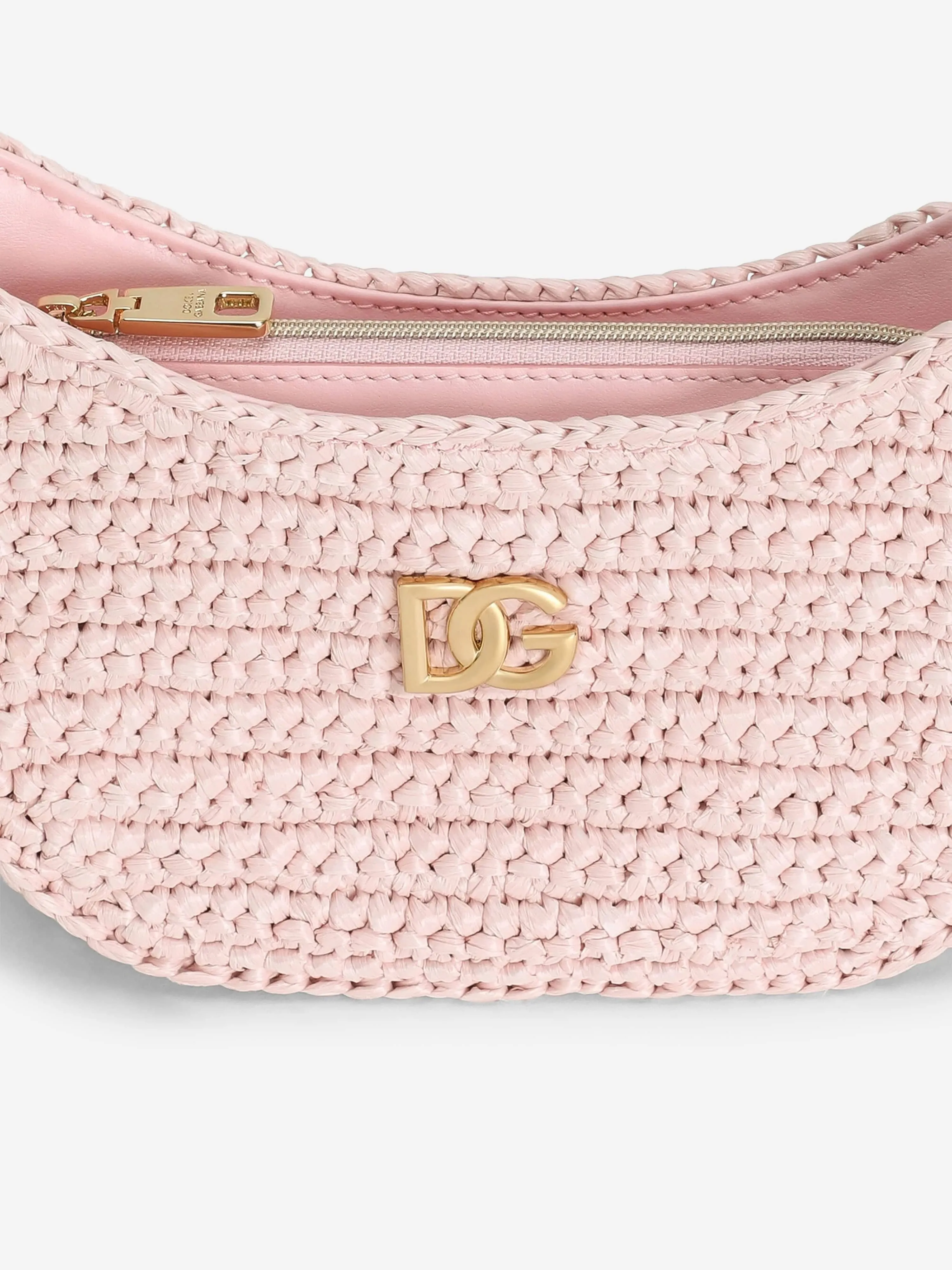 Girls Raffia Shoulder Bag in Pink (17cm)