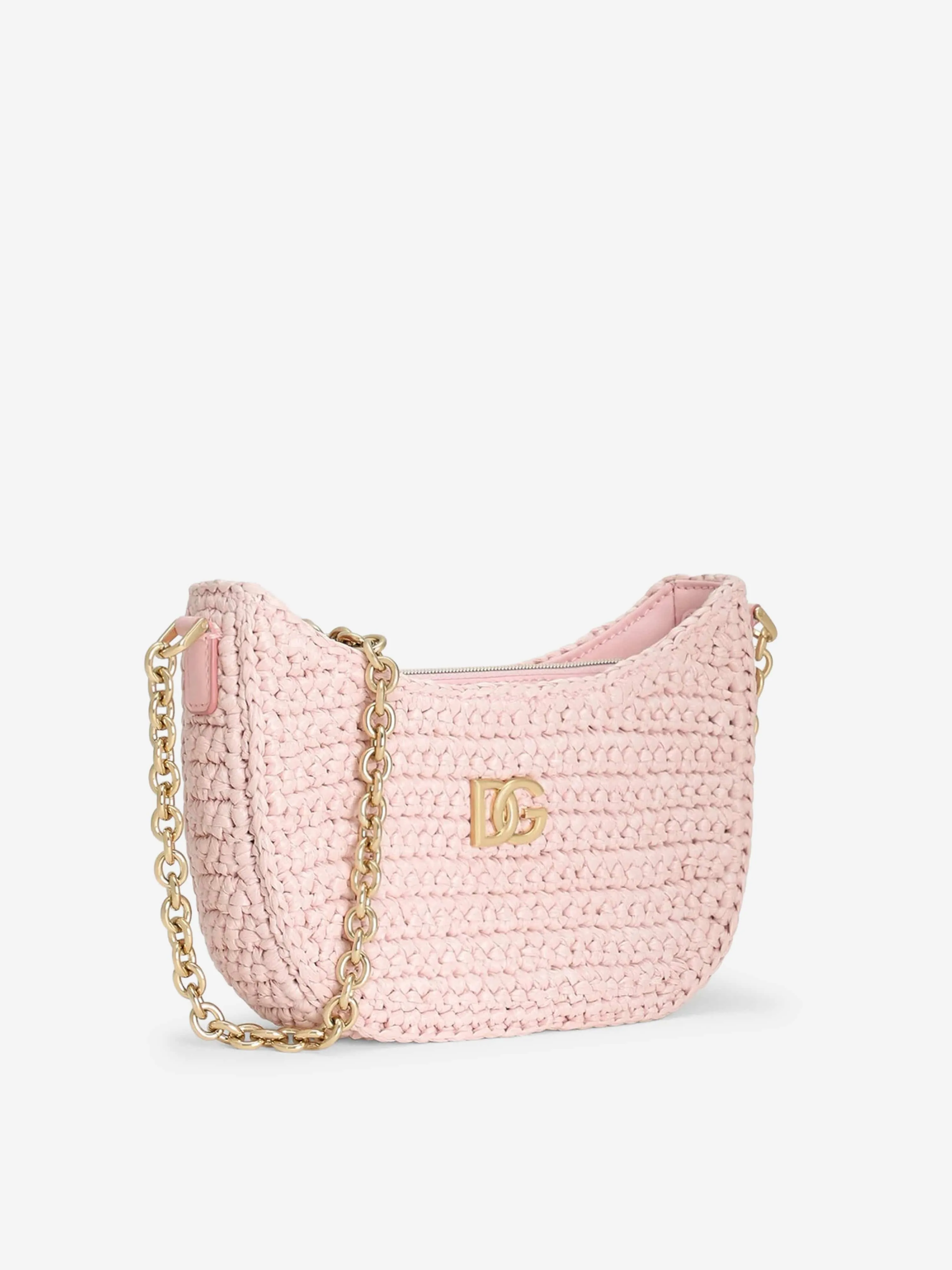 Girls Raffia Shoulder Bag in Pink (17cm)