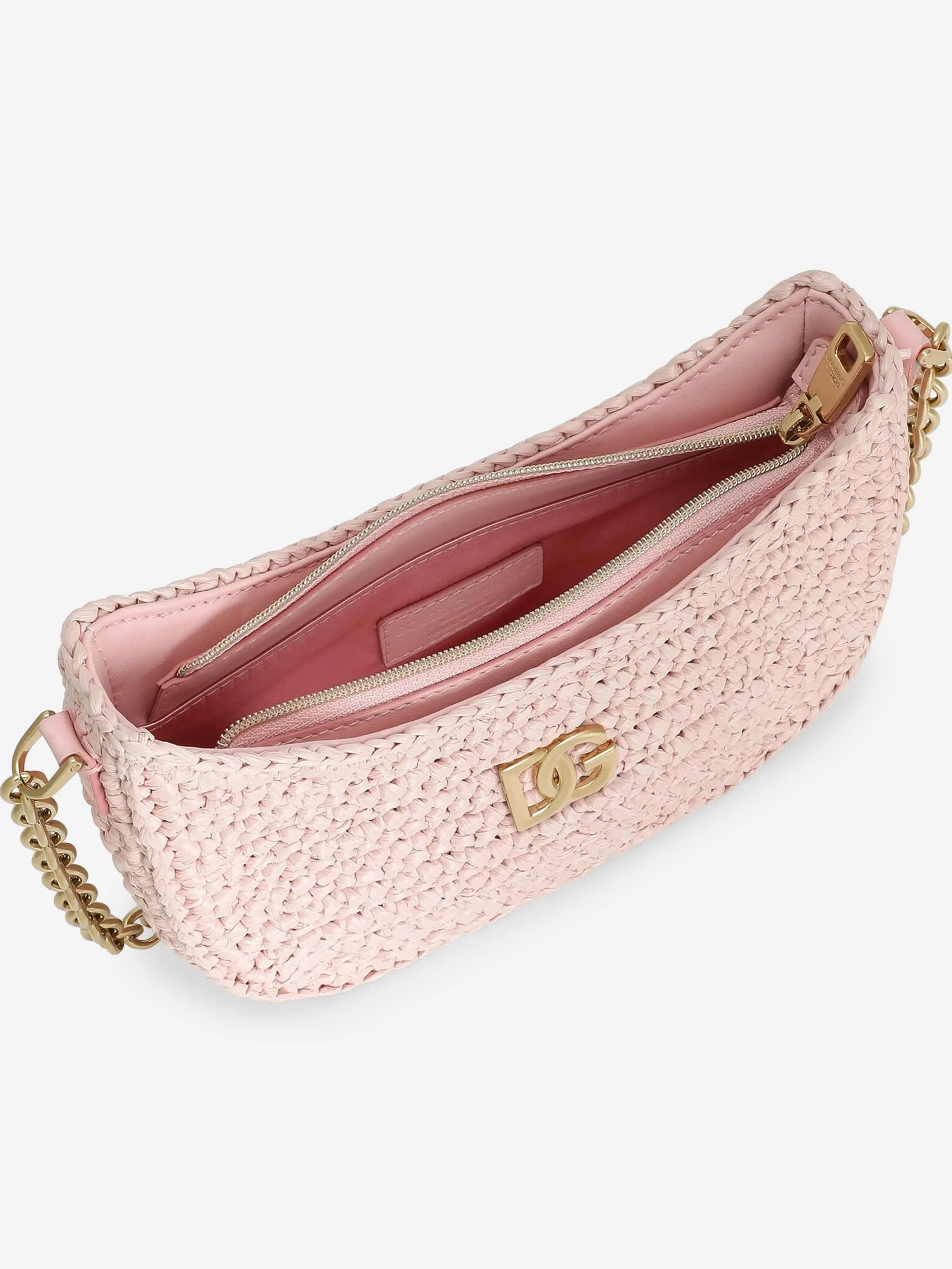 Girls Raffia Shoulder Bag in Pink (17cm)