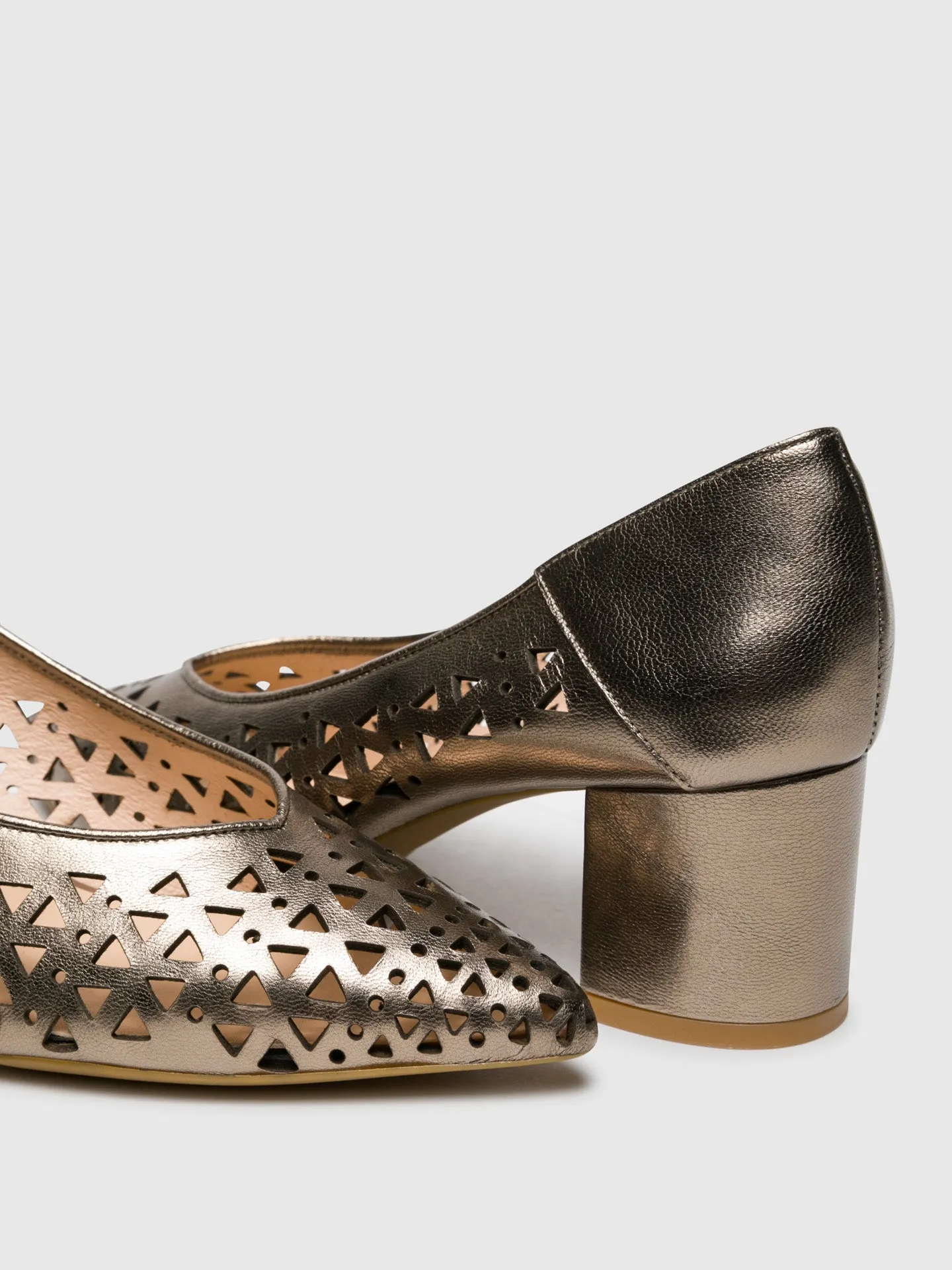 Gold Chunky Heel Shoes