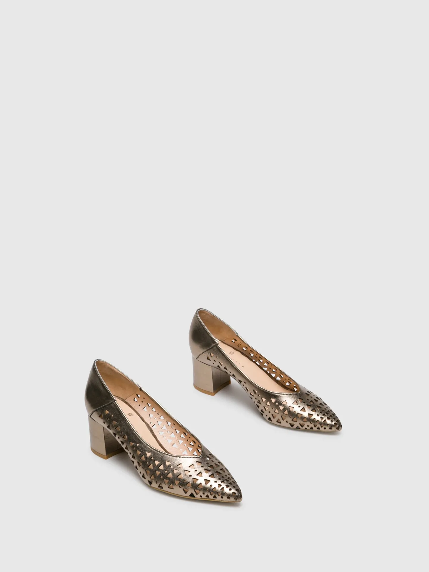 Gold Chunky Heel Shoes
