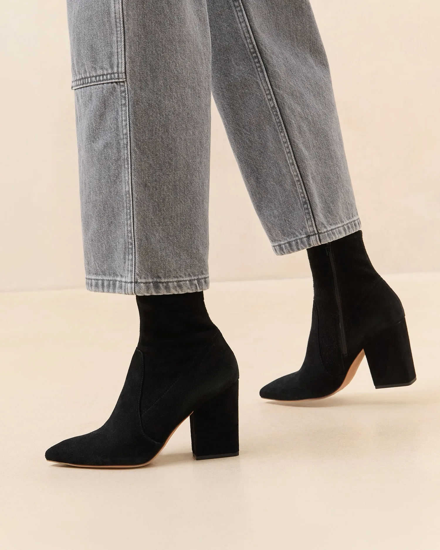 Isla Black Suede Slim Ankle Bootie -LOEFFLER RANDALL