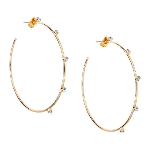 Janis Savitt Gold Hoop Crystal Earrings