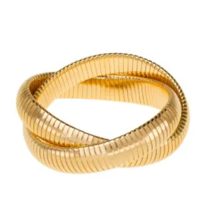 Janis Savitt High Polished Gold Double Cobra Bracelet