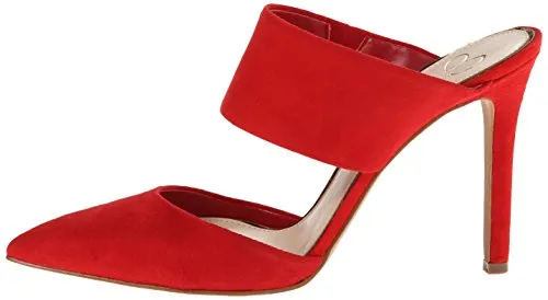 Jessica Simpson Women's Chandra Slide Pump Open Back High Heel Shoe, Red Mousse