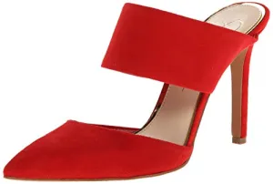 Jessica Simpson Women's Chandra Slide Pump Open Back High Heel Shoe, Red Mousse
